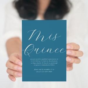 Elegant Blue White Script Quinceañera