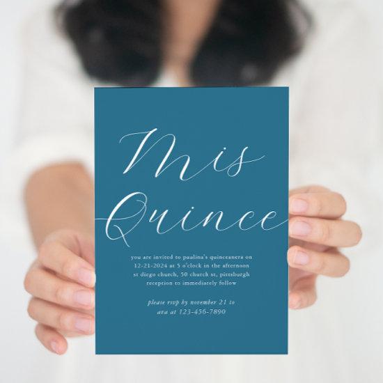 Elegant Blue White Script Quinceañera