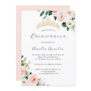 Elegant Blush Floral Tiara Quinceanera