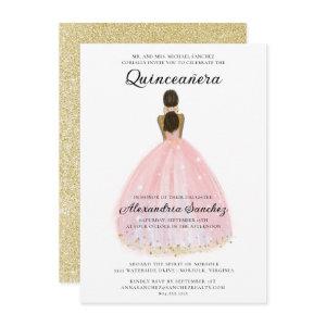 Elegant Blush Pink and Gold Glitter Quinceanera
