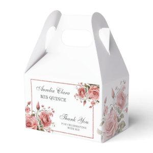 Elegant Blush Pink Floral Quinceañera Birthday  Favor Boxes