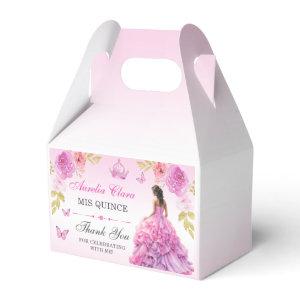 Elegant Blush Pink Floral Quinceañera Birthday  Favor Boxes