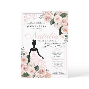 Elegant Blush Pink Floral Quinceanera Birthday