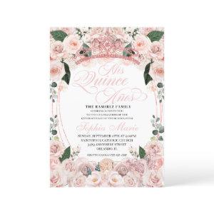 Elegant Blush Pink Floral Quinceanera Birthday
