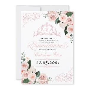 Elegant Blush Pink Floral Quinceanera Birthday