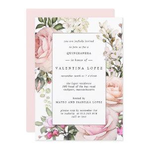Elegant Blush Pink Floral Quinceanera