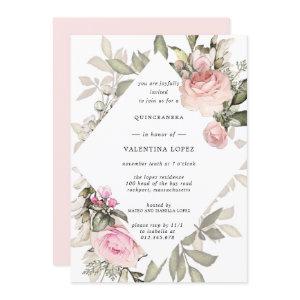 Elegant Blush Pink Floral Quinceanera