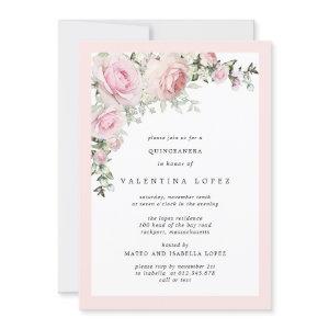 Elegant Blush Pink Floral Quinceanera
