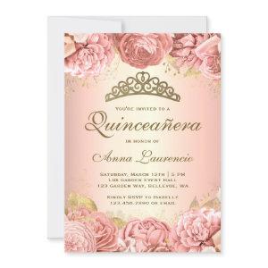 Elegant Blush Pink Floral Quinceanera