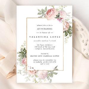 Elegant Blush Pink Floral Quinceanera