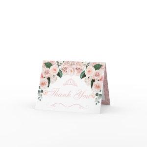 Elegant Blush Pink Floral Quinceanera Thank You In