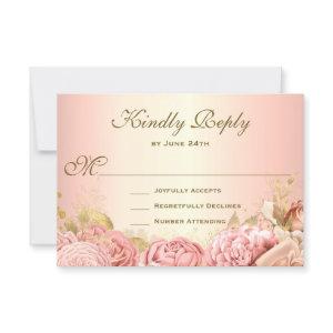 Elegant Blush Pink Floral Roses RSVP Card