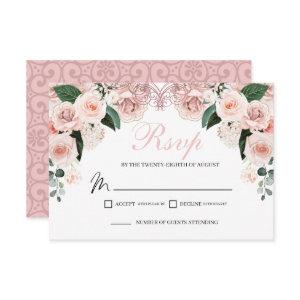 Elegant Blush Pink Floral RSVP Enclosure Card