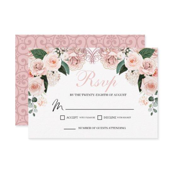 Elegant Blush Pink Floral RSVP Enclosure Card