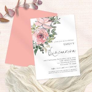 Elegant Blush Pink Florals Quinceañera 15th Party