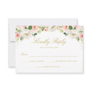 Elegant blush pink flowers RSVP card