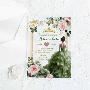 Elegant Blush Pink Sage Green Quinceañera Acrylic