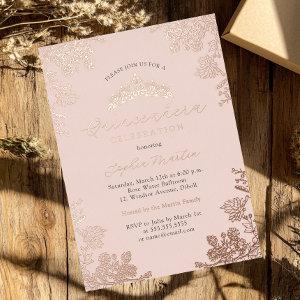 Elegant Blush Pink Vintage Quinceanera Foil