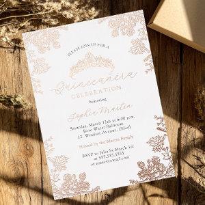 Elegant Blush Pink White Vintage Quinceanera Foil