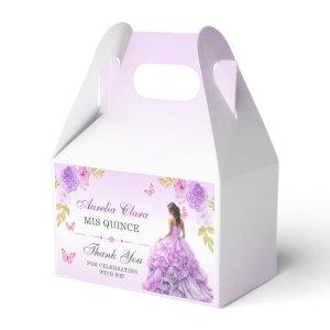Elegant Blush Purple Floral Quinceañera Birthday  Favor Boxes