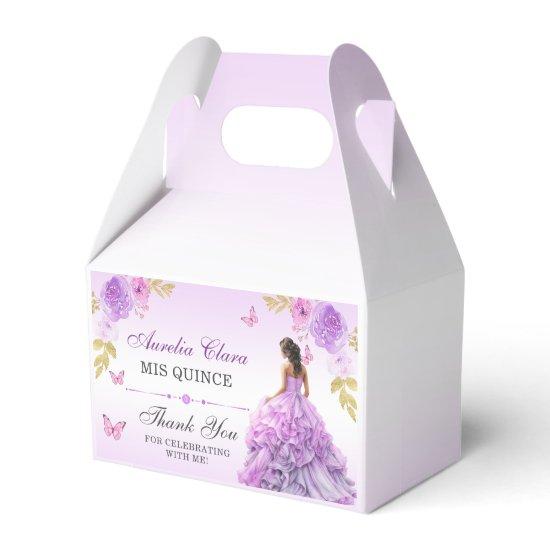 Elegant Blush Purple Floral Quinceañera Birthday  Favor Boxes