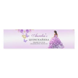 Elegant Blush Purple Floral Quinceañera Birthday Water Bottle Label
