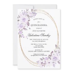 Elegant Blush Purple Rose floral Quinceanera