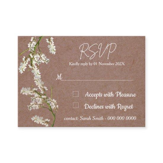 Elegant blush white flowers RSVP card