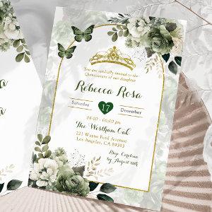 Elegant Boho Arch Sage Green Royal Quinceañera