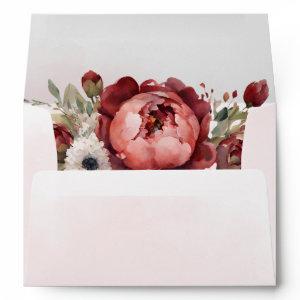 Elegant Boho Burgundy Blush Floral  Envelope