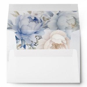 Elegant Boho Dusty Blue Floral  Envelope