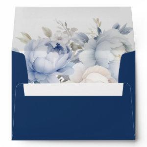 Elegant Boho Dusty Blue Floral  Envelope