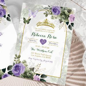 Elegant Boho Lilac Purple Sage Green Quinceañera