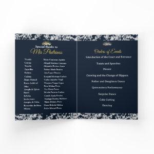Elegant Boho Navy Silver Quinceañera Spanish Program