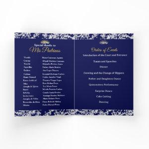 Elegant Boho Navy Silver Quinceañera Spanish Program