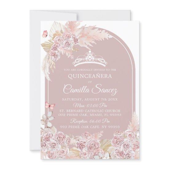 Elegant Boho Pink Dusty Quinceañera