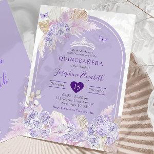 Elegant Boho Purple Roses Girl's Royal Quinceañera