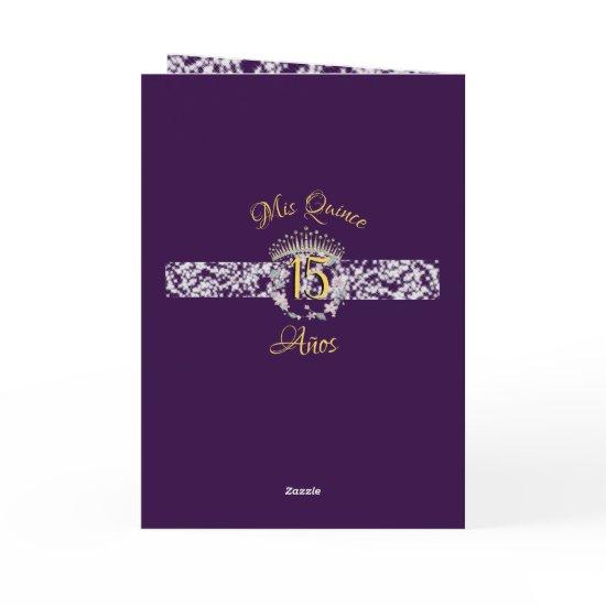 Elegant Boho Purple Silver Quinceañera Spanish Program