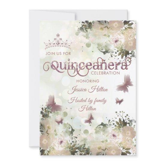 Elegant bokeh Butterfly floral garden Quinceañera