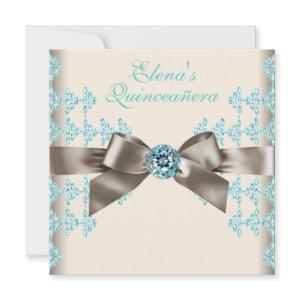 Elegant Brown and Teal Blue Quinceanera