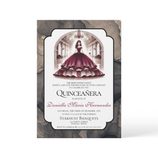 Elegant Burgundy Quinceañera