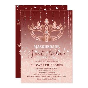 Elegant Burgundy Rose Gold Masquerade Sweet 16