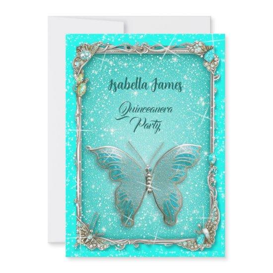 elegant Butterfly classy luxury turquoise silver