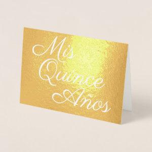 Elegant Calligraphy Gold Mis Quince Años Foil Card