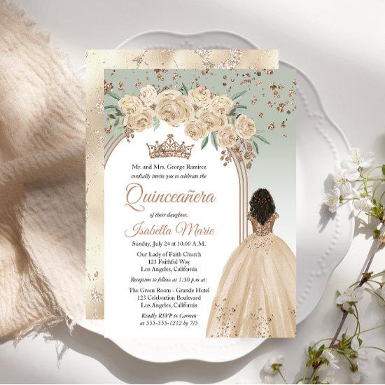 Elegant Champagne | Sage Floral Quinceañera Party