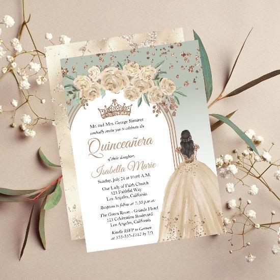 Elegant Champagne | Sage Floral Quinceañera Party