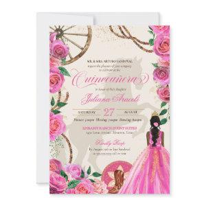 Elegant Charro Pink Rose Western Ranch Quinceanera