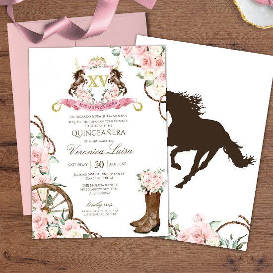 Elegant Charro Quinceanera White Pink Floral