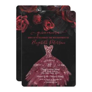 Elegant Chic Dress Red Roses Quinceañera