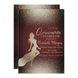 Elegant Chic Girl Silhouette,Confetti  Quinceañera